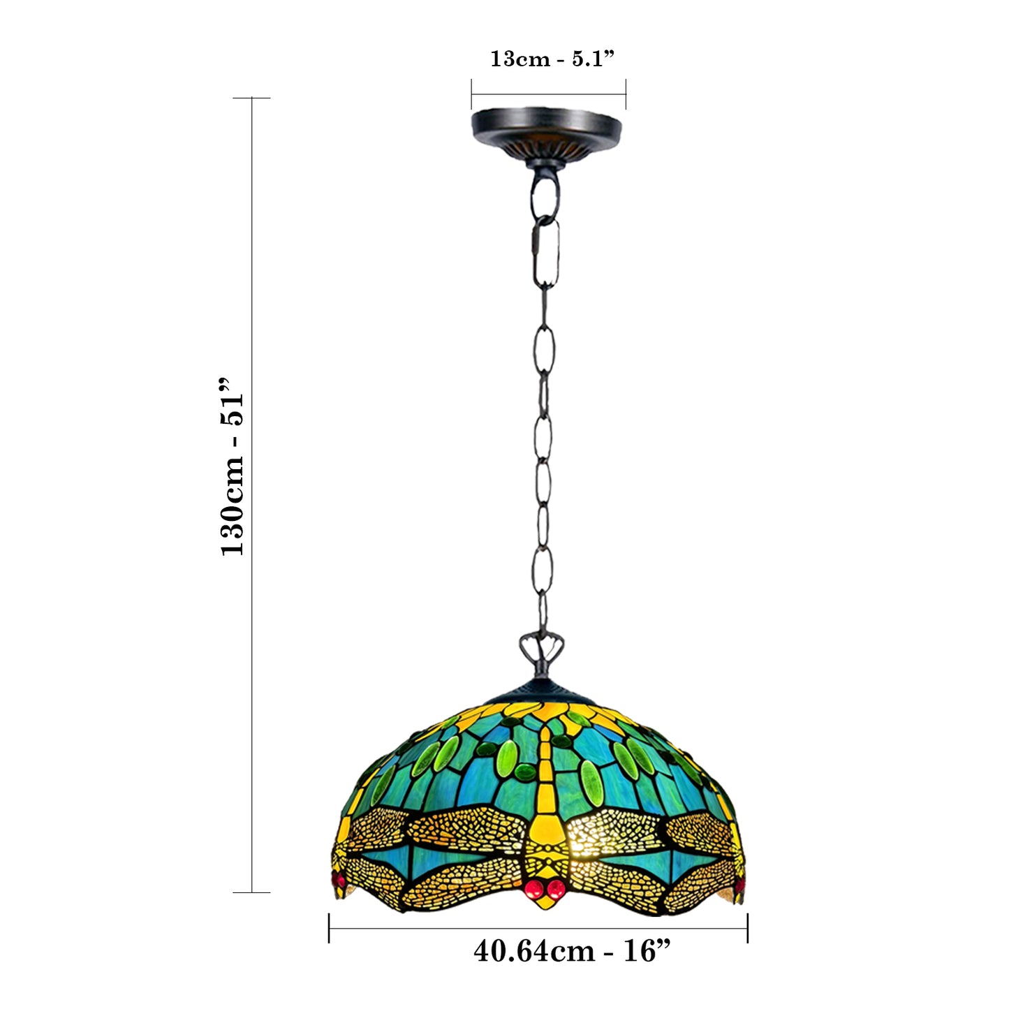 Tiffany Pendant Lamps Handcrafted Stained Glass 16 inch Lamp Shades Stunning Quality Antique Design Pendant Lamps for Living Room Bedroom Lounge Hallway