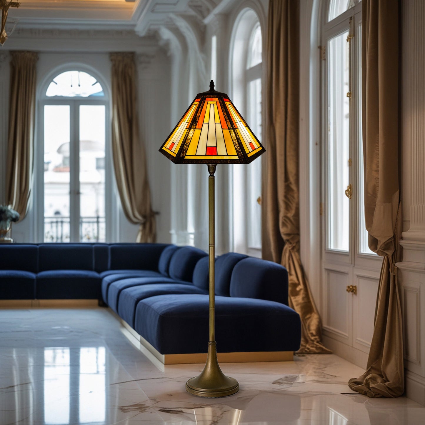 Auroh Tiffany Floor Lamp 16 Inch – TFL-1651 Handcrafted Stained Glass, 168cm, UK
