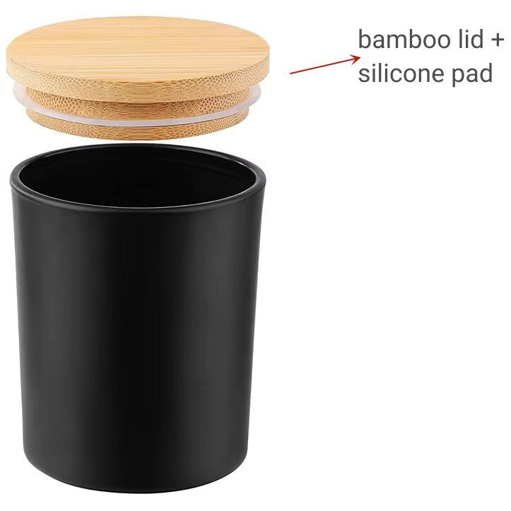 Auroh 15 Pack Glass Candle Jars with Bamboo Lids - 7 OZ Black Candle Containers for Candle making - Ideal candle making supplies for professionals as well as hobbyists