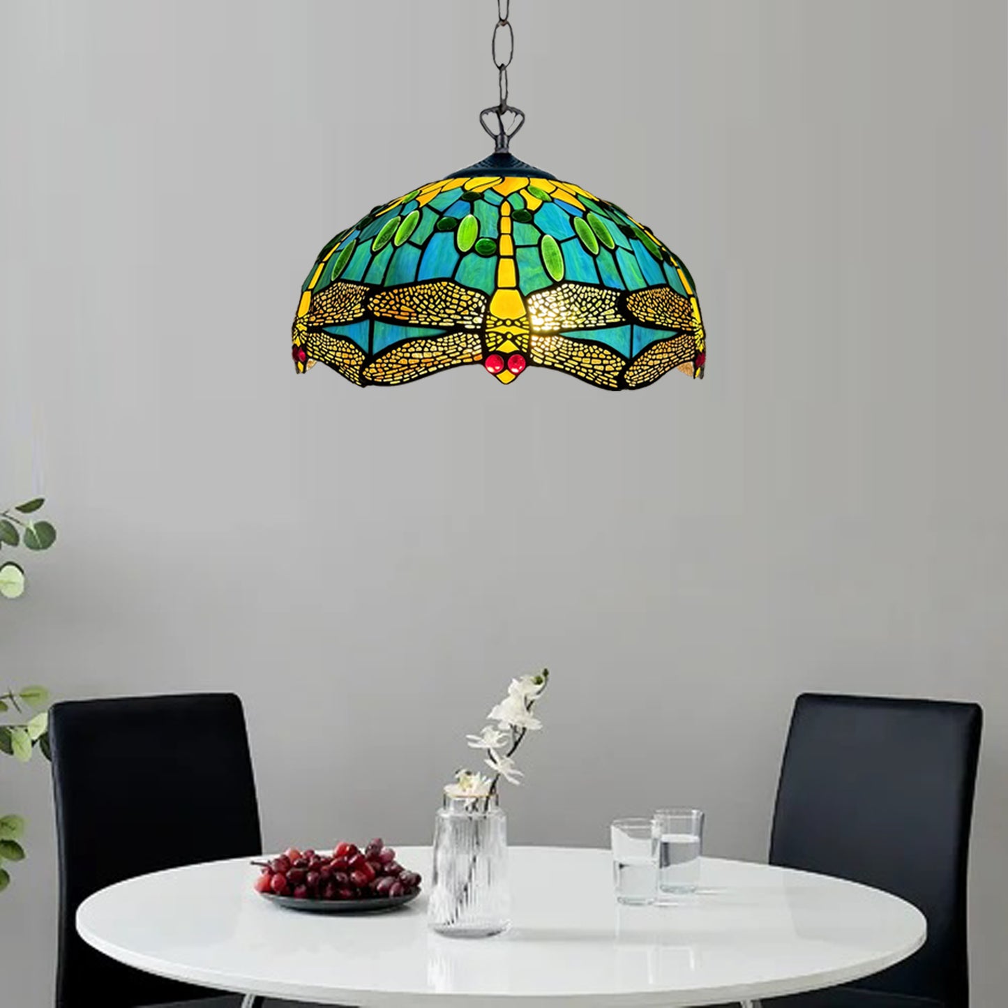 Tiffany Pendant Lamps Handcrafted Stained Glass 16 inch Lamp Shades Stunning Quality Antique Design Pendant Lamps for Living Room Bedroom Lounge Hallway