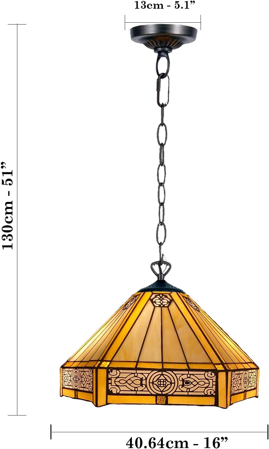 Tiffany Pendant Lamps Handcrafted Stained Glass 16 inch Lamp Shades Stunning Quality Antique Design Pendant Lamps for Living Room Bedroom Lounge Hallway (P-1605)