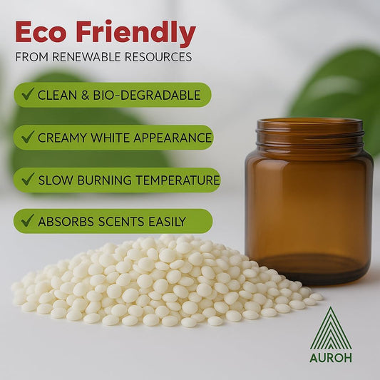 Auroh Pure Soy Wax for Candle Making - 1KG Premium Candle Wax Pellets for DIY Projects - Natural and Eco-Friendly SOYA Wax Beads for Arts and Crafts