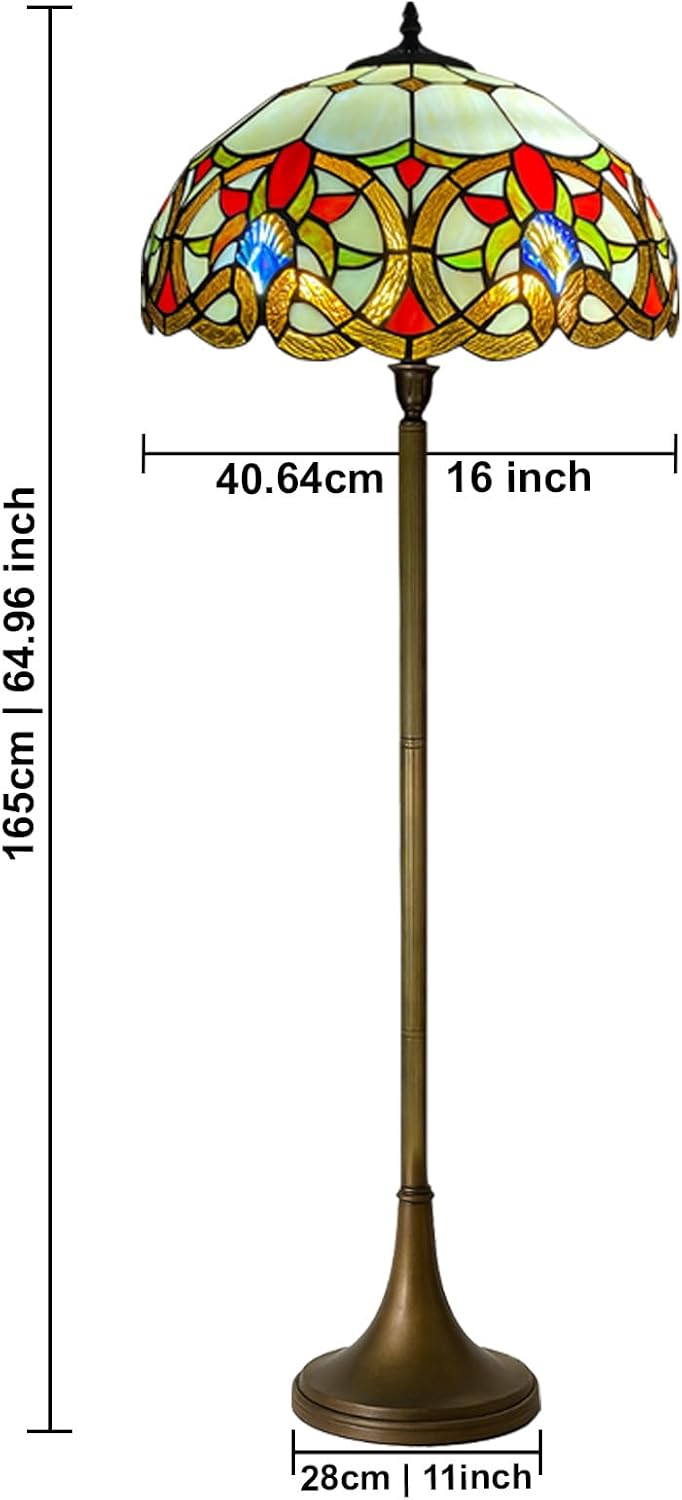 Tiffany Floor Lamps Stunning Quality Handcrafted 16 inch Stained Glass Lamp Shades Antique Design Floor Lamp for Living Room Bedroom Hallway Gallery (TFL-1650)