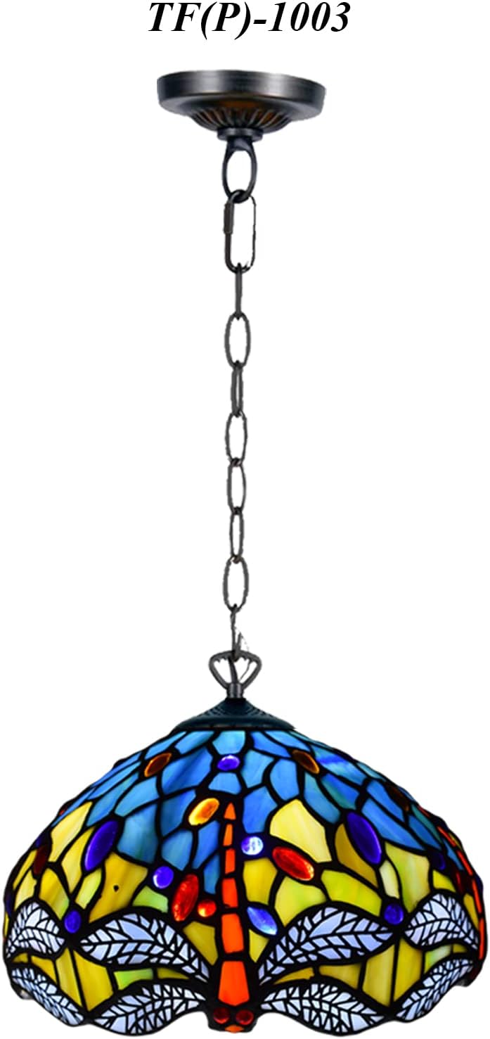 10 inch Tiffany Lamp Shades Antique Style Handcrafted Stained Glass Shades | 3-in-1 Multi-Purpose Shade for Table Lamps, Ceiling Lamps, Pendant Lamps (1003)