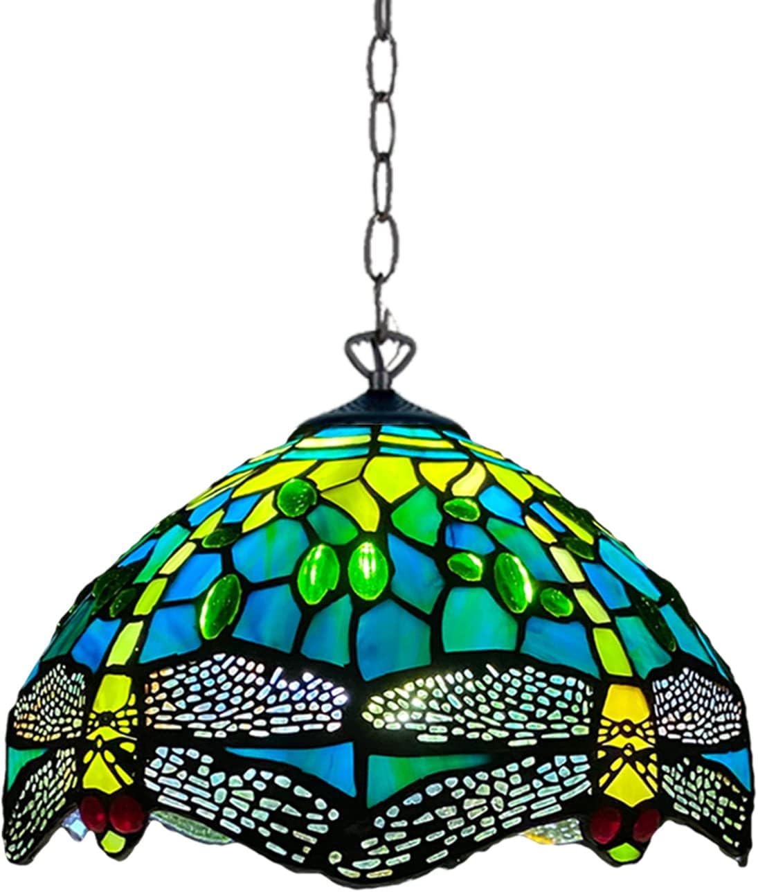 Tiffany Pendant Lamps Handcrafted Stained Glass Lamp Shades Stunning Quality Antique Design Pendant Light for Living Room Bedroom Lounge Hallway (P-1015)