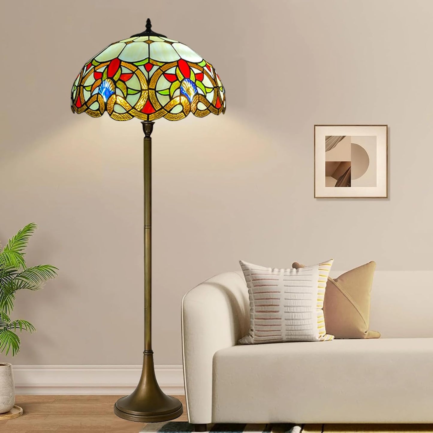 Tiffany Floor Lamps Stunning Quality Handcrafted 16 inch Stained Glass Lamp Shades Antique Design Floor Lamp for Living Room Bedroom Hallway Gallery (TFL-1650)