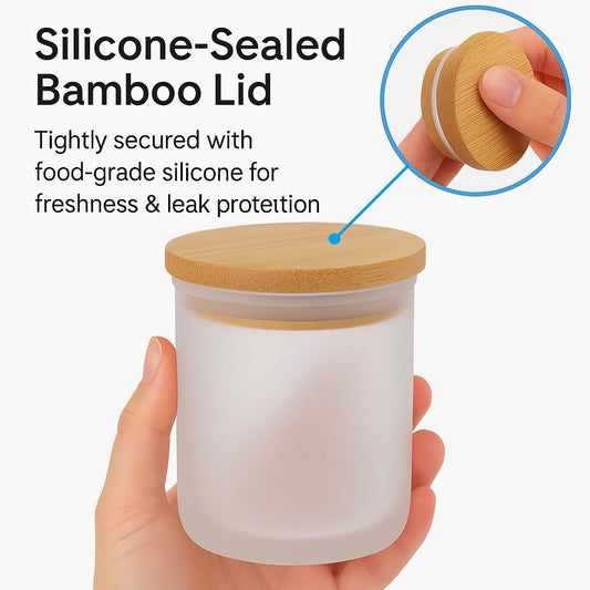 15 Pack Glass Candle Jars with Bamboo Lids - 7 OZ Frosted Candle Containers for Candle making - Ideal candle making supplies for professionals as well as hobbyists