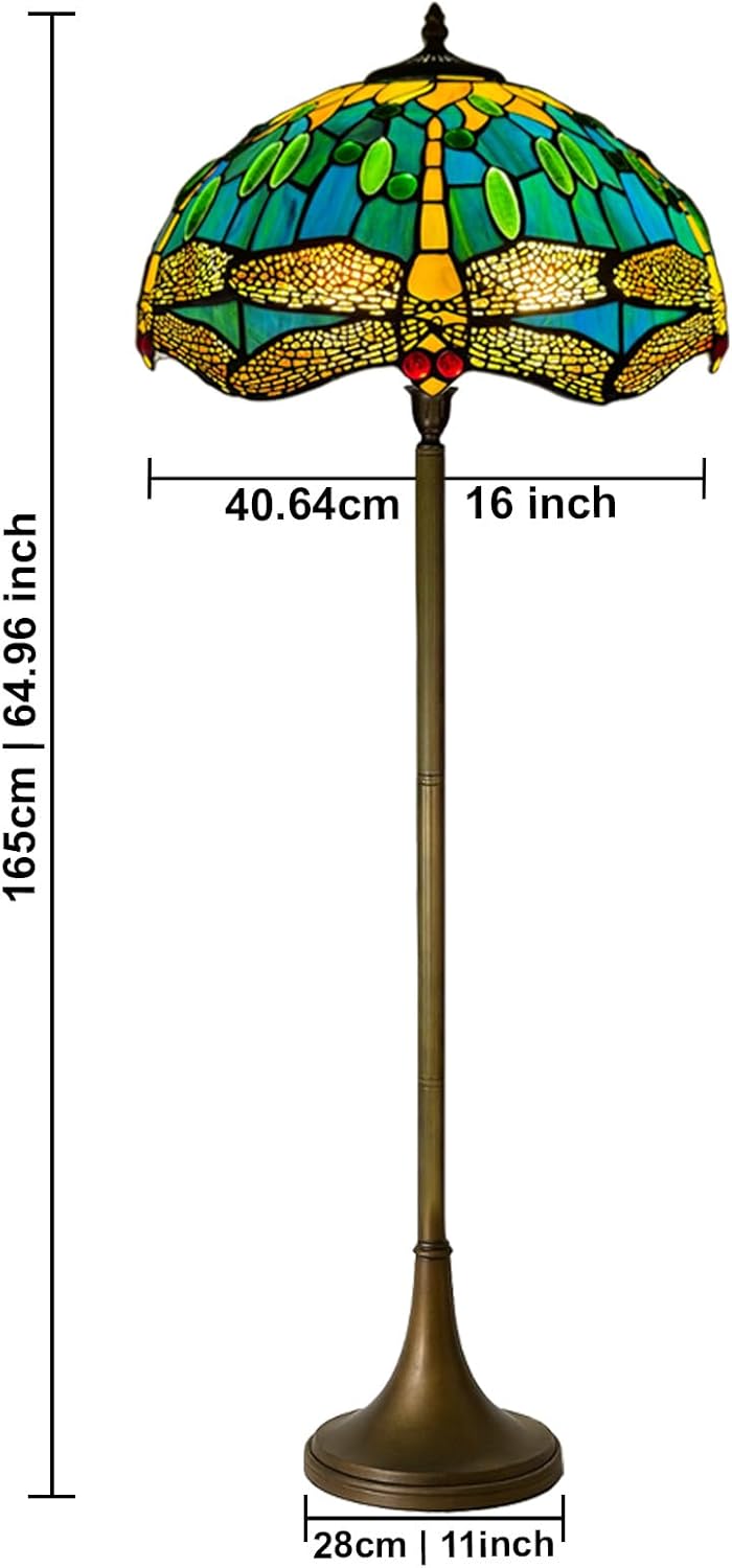 Tiffany Floor Lamps Stunning Quality Handcrafted 16 inch Stained Glass Lamp Shades Antique Design Floor Lamp for Living Room Bedroom Hallway Gallery (TFL-1615)