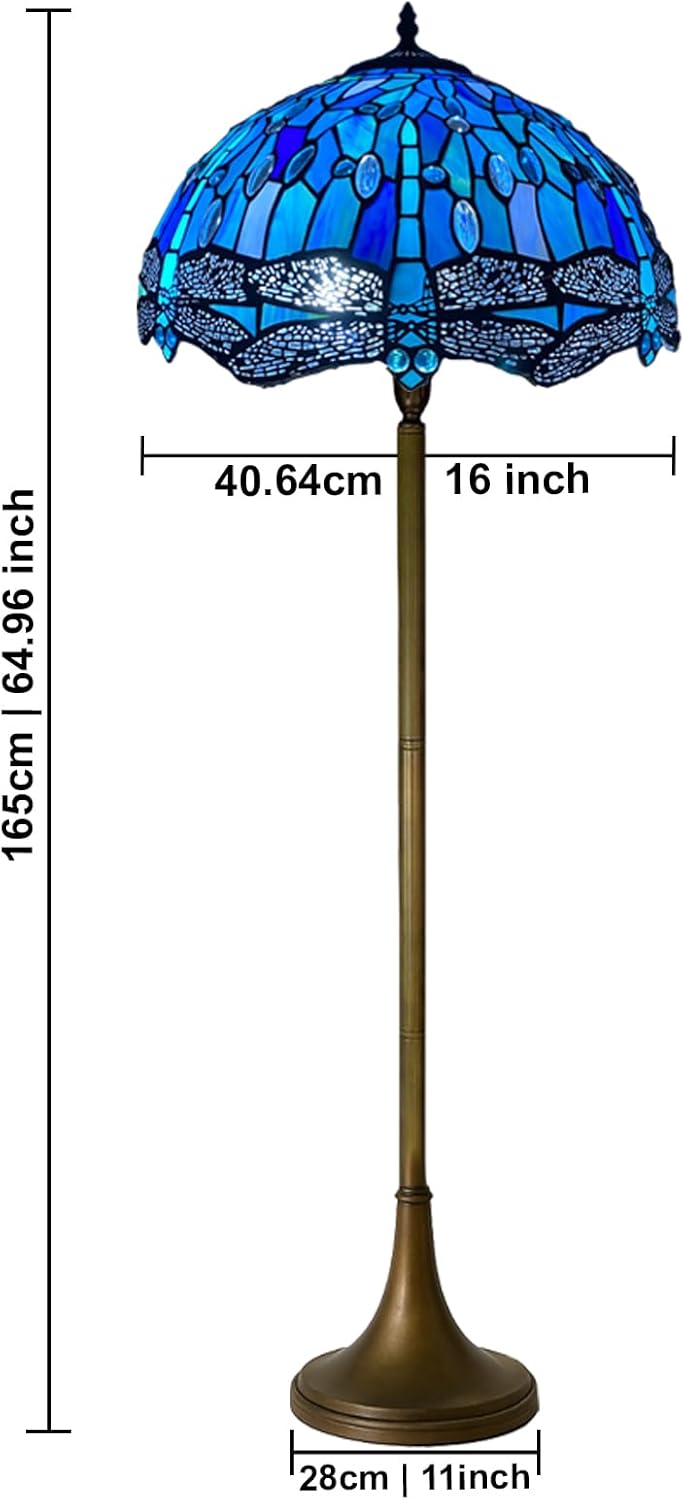 Tiffany Floor Lamps Stunning Quality Handcrafted 16 inch Stained Glass Lamp Shades Antique Design Floor Lamp for Living Room Bedroom Hallway Gallery (TFL-1607)