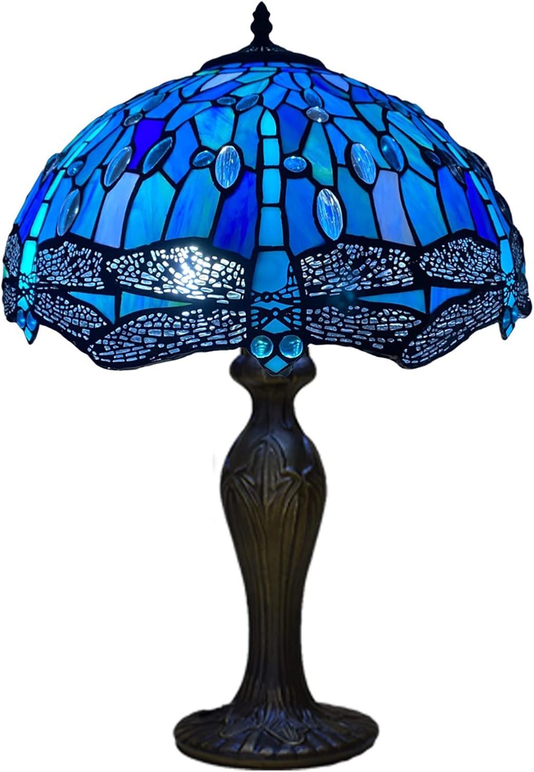 Tiffany Style Table Lamp Handcrafted 16 inch Stained Glass Lamp Shades Antique Design Stunning Quality Desk Lamp for Living Room Bedroom Bedside Lamps Coffee Table (TFTL-1607)