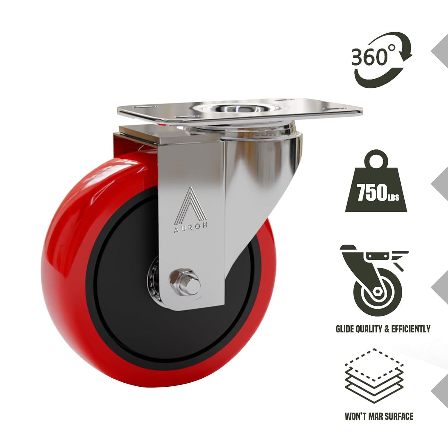 4x Castor Wheels Large 100mm - 600KG Heavy Duty Rubber Swivel Furniture Caster - Set of 4 Wheels Low Noise Castors for Furniture (Pack of 4 (2 with Brakes & 2 without Brakes))