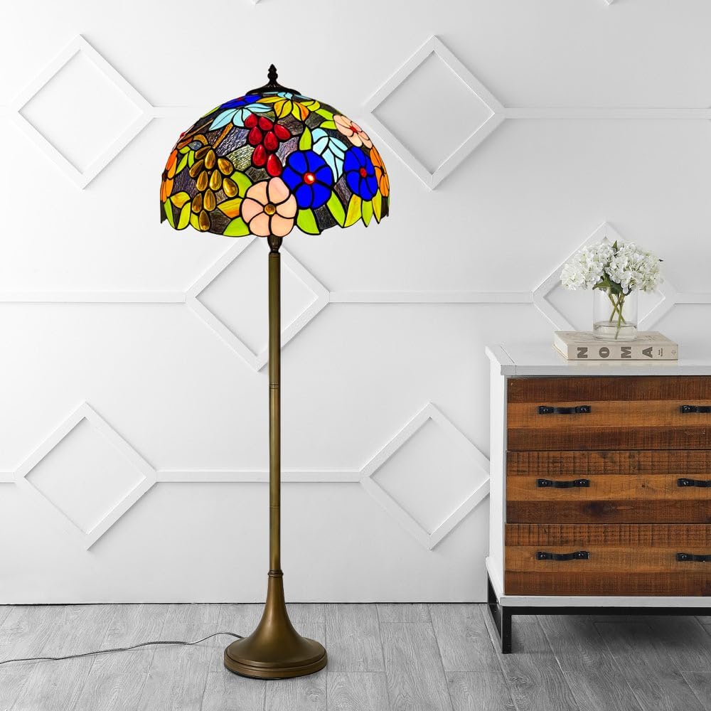 Tiffany Floor Lamps Stunning Quality Handcrafted 16 inch Stained Glass Lamp Shades Antique Design Floor Lamp for Living Room Bedroom Hallway Gallery (TFL-1609)