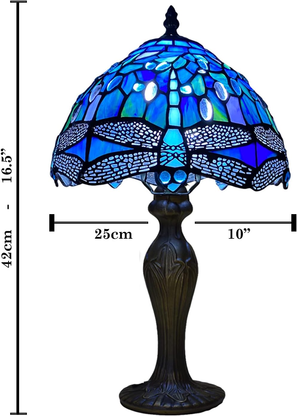 Tiffany Table Lamp Handcrafted Blue Dragonfly Design Lampshade Stunning Quality Antique Table Lamps for Living Room Bedside Desk Bedroom Coffee Table (TFTL-1007)