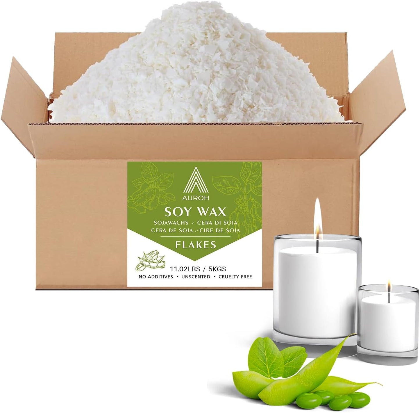 100% Pure Soy Wax 5KG Natural SOYA Container Wax Flakes for Candle Making, Wax Melts – Biodegradable, eco-Friendly Wax