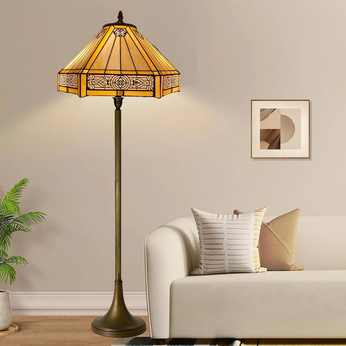 Tiffany Floor Lamps Stunning Quality Handcrafted 16 inch Stained Glass Lamp Shades Antique Design Floor Lamp for Living Room Bedroom Hallway Gallery (TFL-1605)