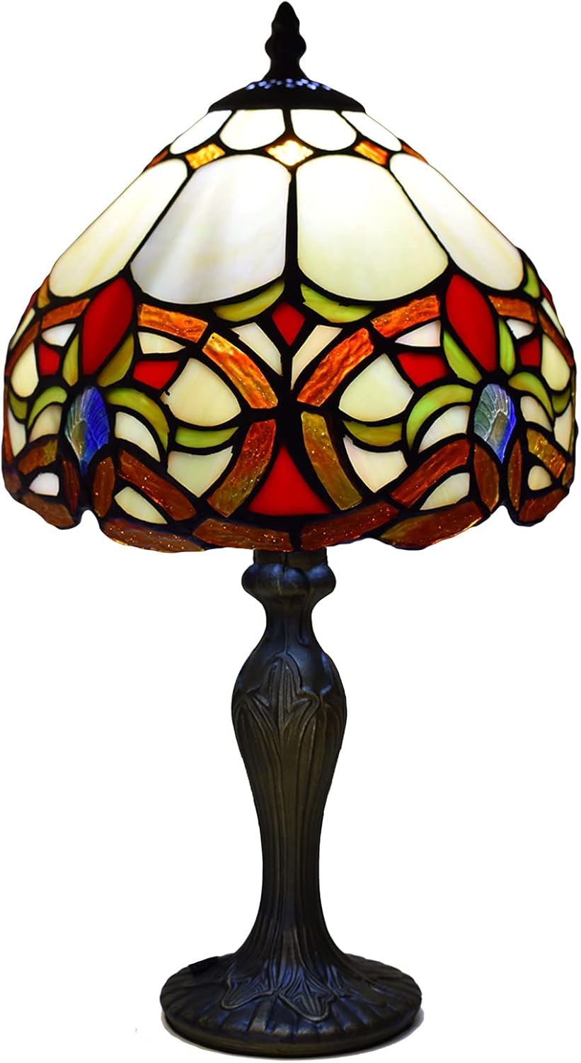 Tiffany Table Lamp Handcrafted Stained Glass Lampshade Stunning Quality Antique Design Base Table Lamps for Living Room Bedside Desk Bedroom Coffee Table (TFTL-1050)