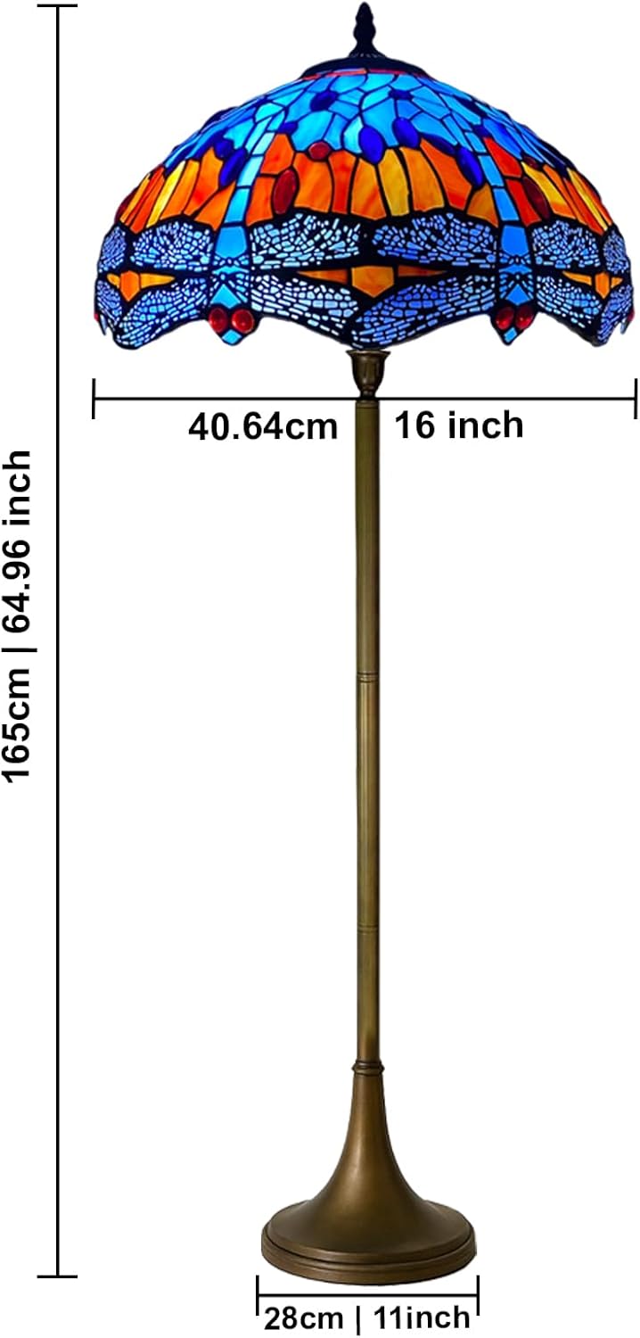 Tiffany Floor Lamps Stunning Quality Handcrafted 16 inch Stained Glass Lamp Shades Antique Design Floor Lamp for Living Room Bedroom Hallway Gallery (TFL-1602)