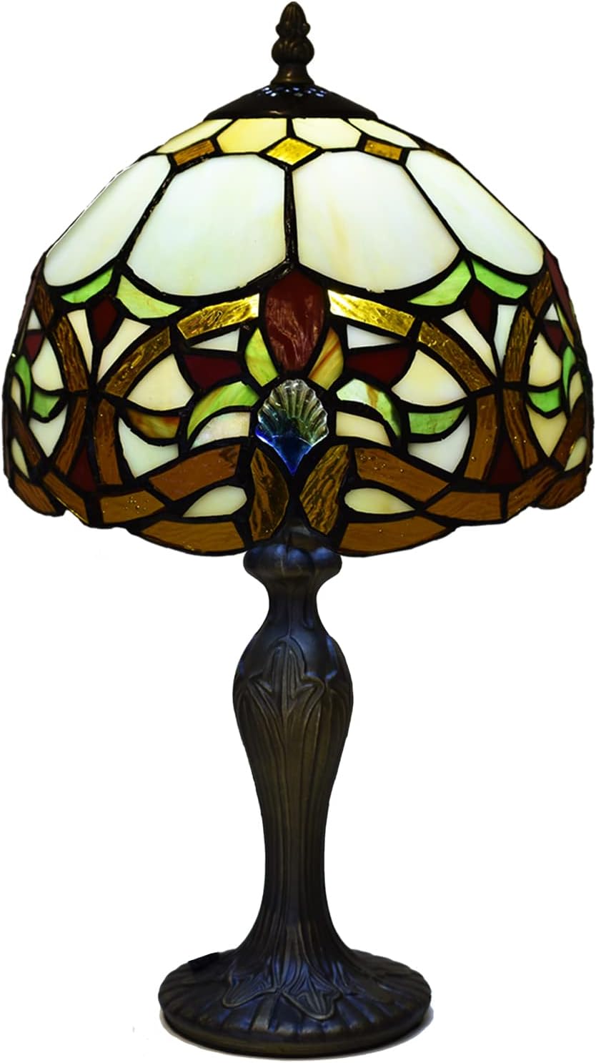 Tiffany Table Lamp Handcrafted Stained Glass Lampshade Stunning Quality Antique Design Base Table Lamps for Living Room Bedside Desk Bedroom Coffee Table (TFTL-1050)