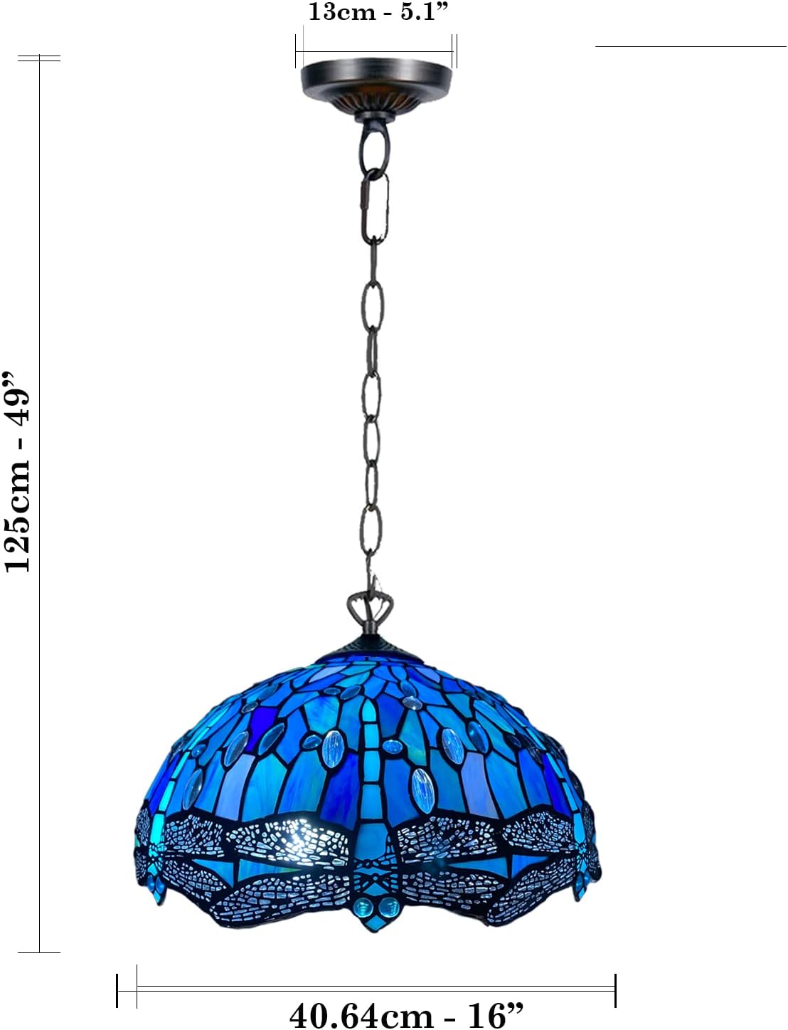 Tiffany Pendant Lamps Handcrafted Stained Glass 16 inch Lamp Shades Stunning Quality Antique Design Pendant Lamps for Living Room Bedroom Lounge Hallway (P-1607)