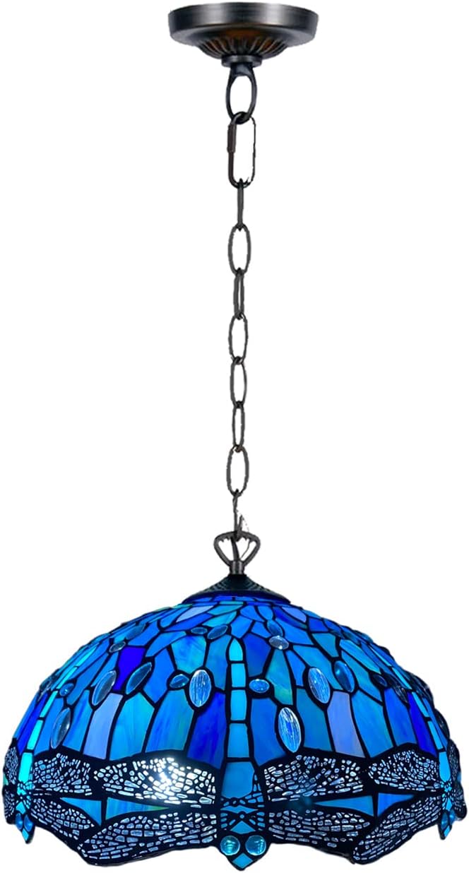 Tiffany Pendant Lamps Handcrafted Stained Glass 16 inch Lamp Shades Stunning Quality Antique Design Pendant Lamps for Living Room Bedroom Lounge Hallway (P-1607)