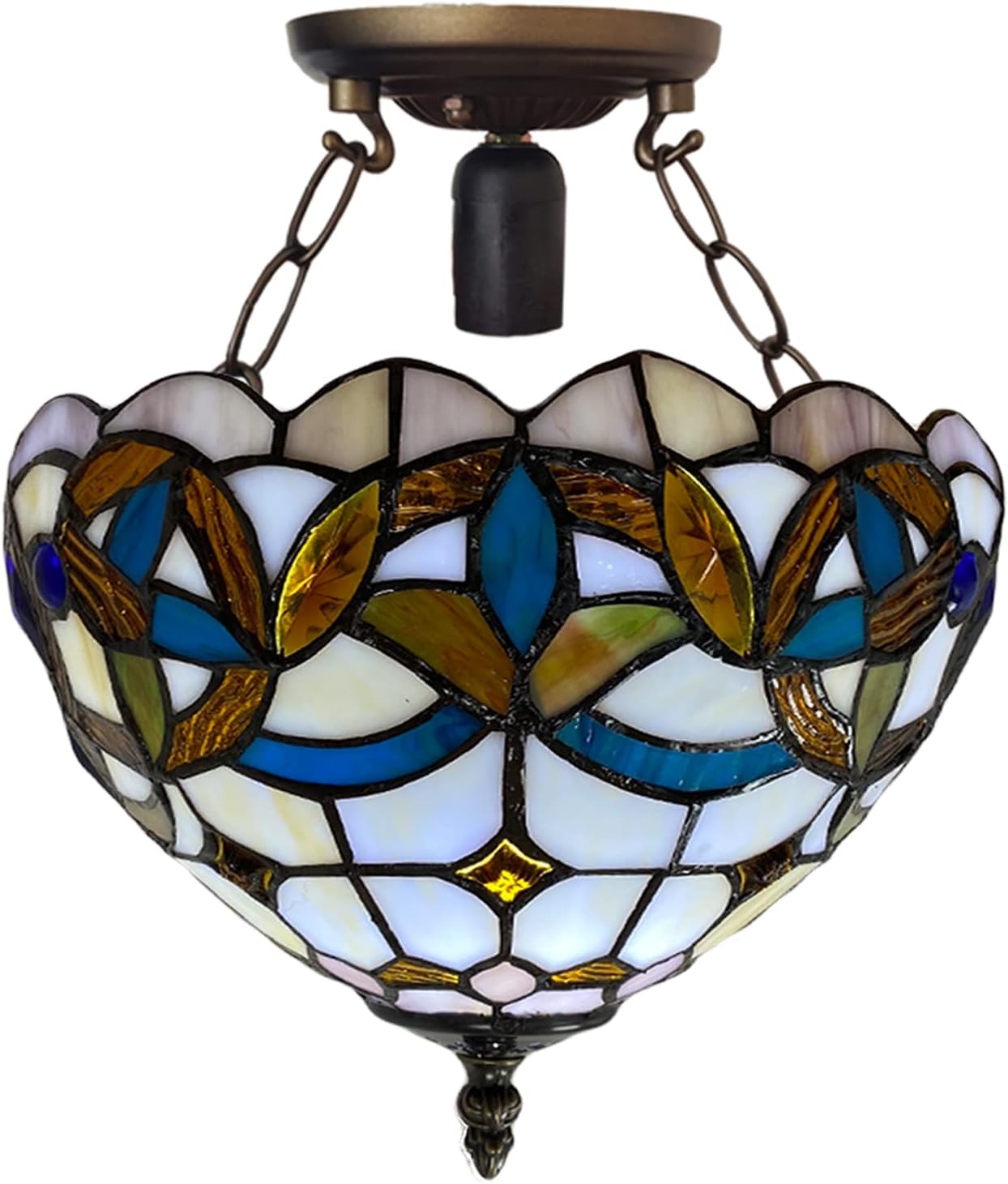 10 inch Tiffany Lamp Shades Antique Style Handcrafted Stained Glass Shades | 3-in-1 Multi-Purpose Shade for Table Lamps, Ceiling Lamps, Pendant Lamps (1004)