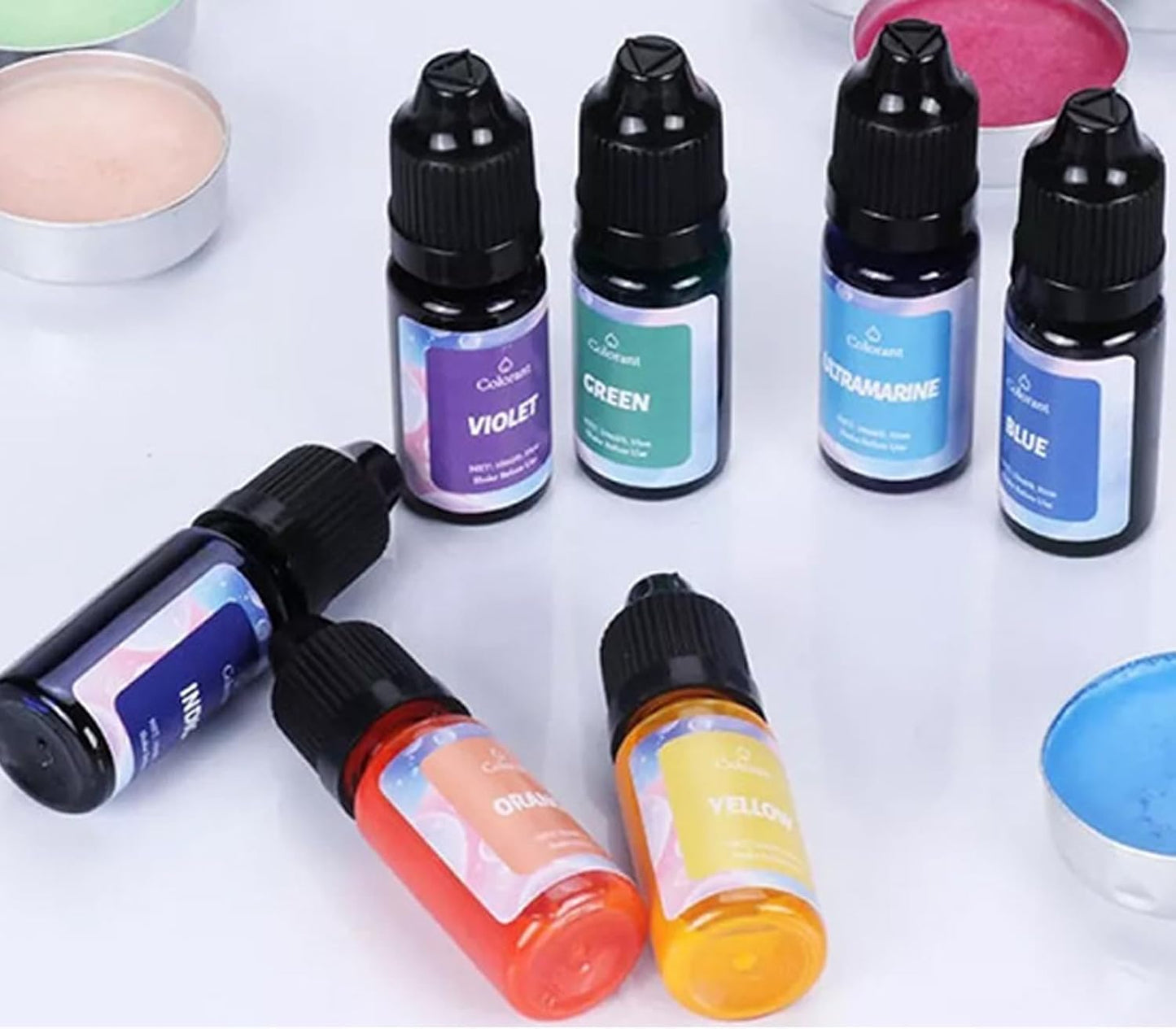 Auroh Pack of 24 Colours Candle Dye for Soy Wax - Premium 10ml Liquid Candle Colour Dye for Crafting and Home Decor - Oil-Based Candle Making Accessories