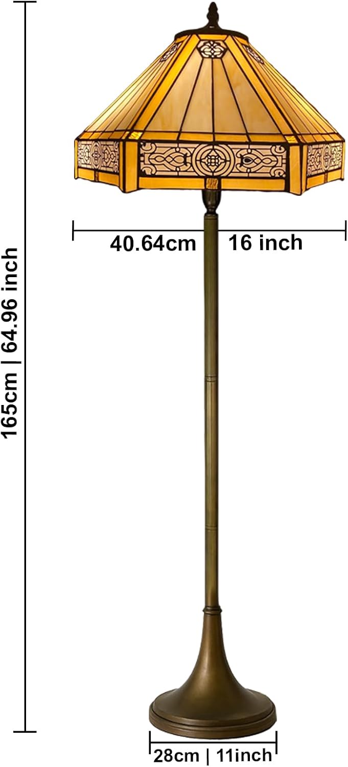 Tiffany Floor Lamps Stunning Quality Handcrafted 16 inch Stained Glass Lamp Shades Antique Design Floor Lamp for Living Room Bedroom Hallway Gallery (TFL-1605)