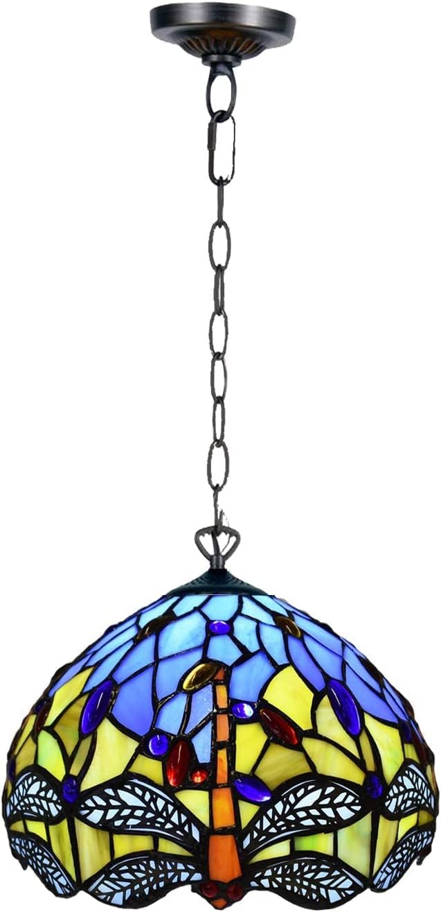 Tiffany Pendant Lamps Handcrafted Stained Glass Lamp Shades Stunning Quality Antique Design Pendant Light for Living Room Bedroom Lounge Hallway (P-1003)