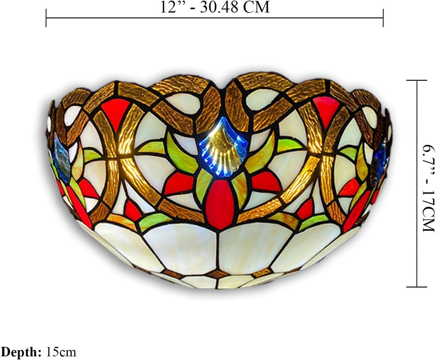Tiffany Wall Lamps 12 inch Handcrafted Stained Glass Shades Stunning Quality Antique Design Light for Living Room Bedroom