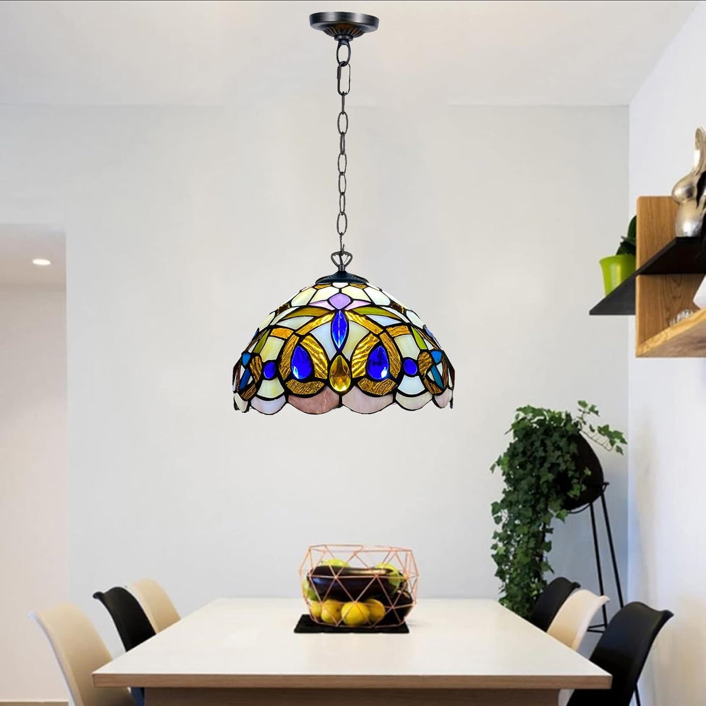 10 inch Tiffany Lamp Shades Antique Style Handcrafted Stained Glass Shades | 3-in-1 Multi-Purpose Shade for Table Lamps, Ceiling Lamps, Pendant Lamps (1004)