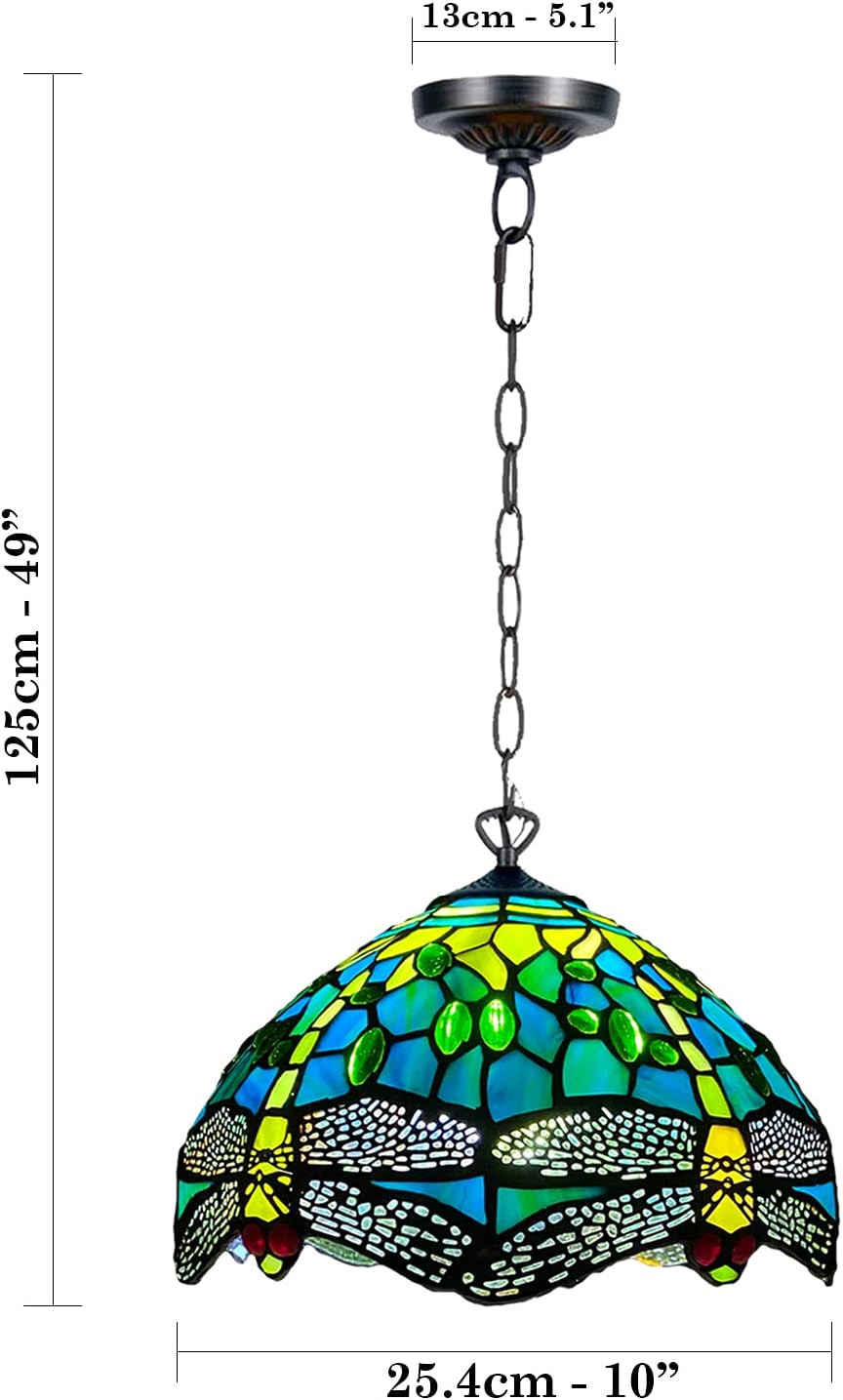 Tiffany Pendant Lamps Handcrafted Stained Glass Lamp Shades Stunning Quality Antique Design Pendant Light for Living Room Bedroom Lounge Hallway (P-1015)