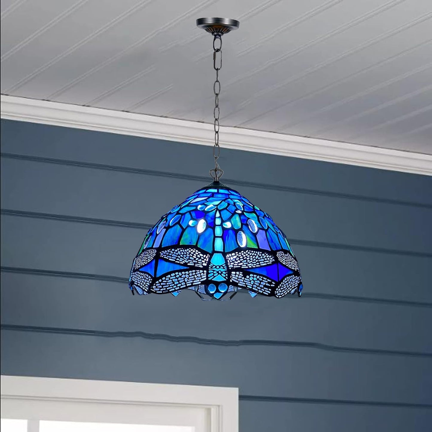 10 inch Tiffany Lamp Shades Antique Style Handcrafted Stained Glass Shades | 3-in-1 Multi-Purpose Shade for Table Lamps, Ceiling Lamps, Pendant Lamps (1007)