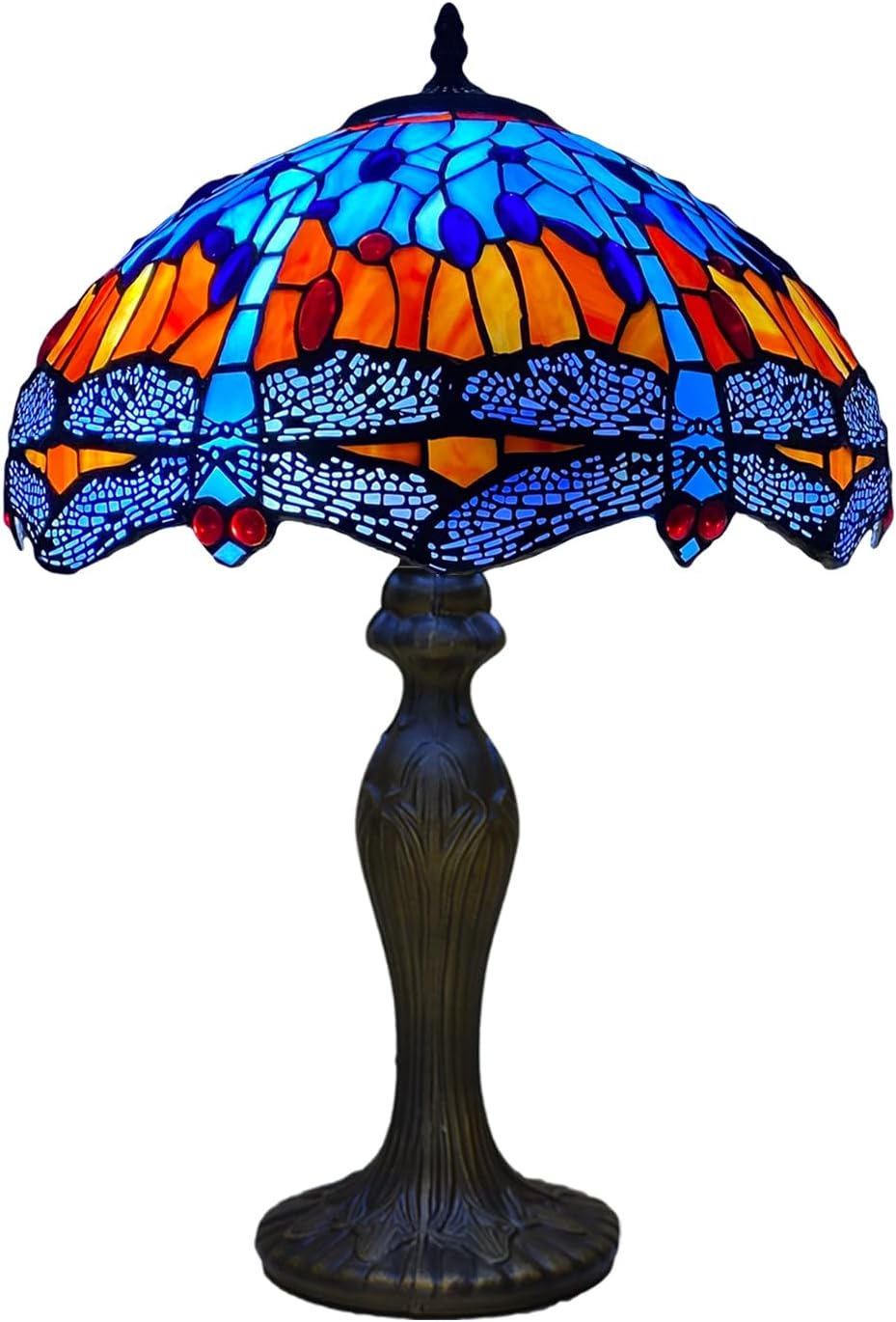 Tiffany Style Table Lamp Handcrafted 16 inch Stained Glass Lamp Shades Antique Design Stunning Quality Desk Lamp for Living Room Bedroom Bedside Lamps Coffee Table (TFTL-1602)