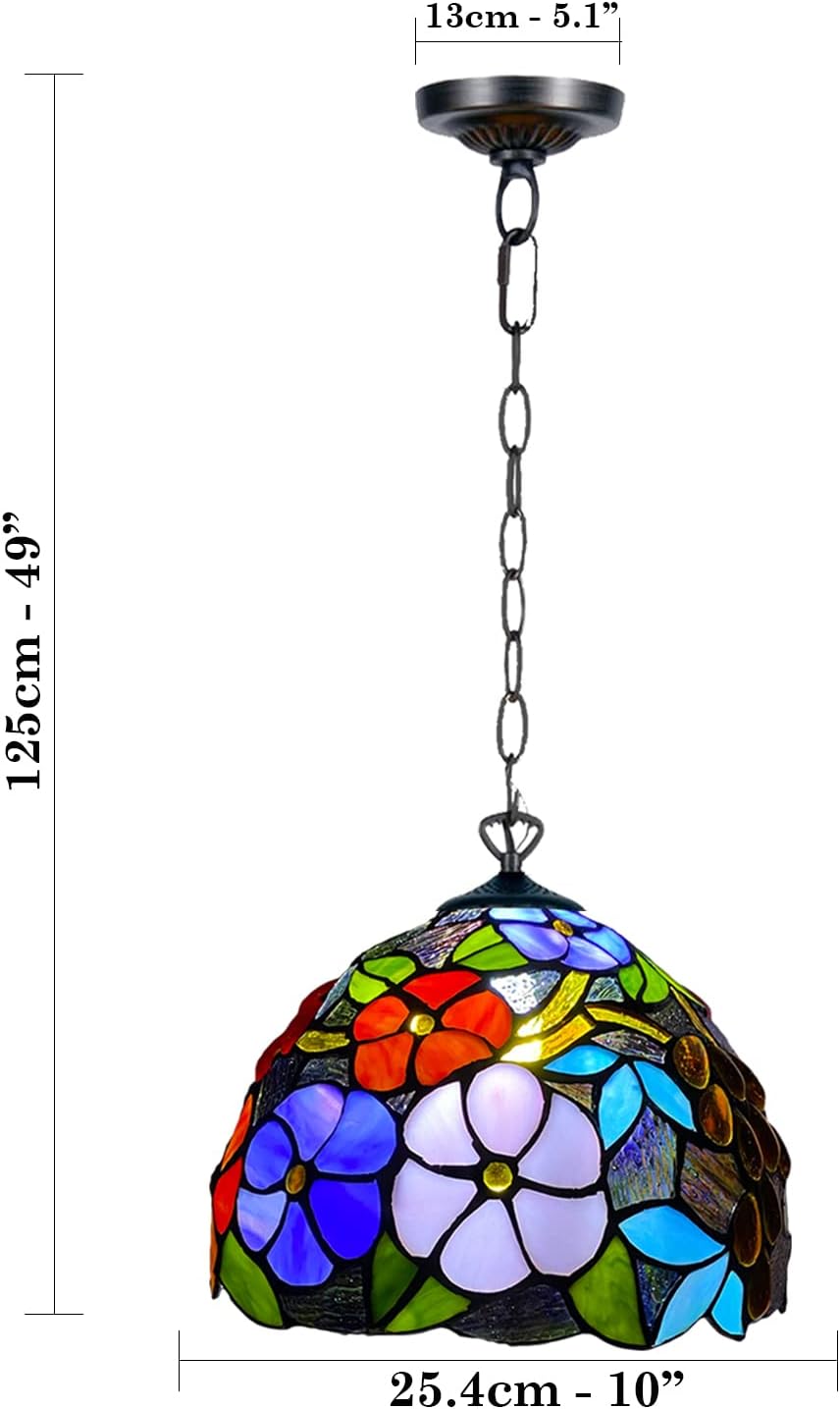 Tiffany Pendant Lamps Handcrafted Stained Glass Lamp Shades Stunning Quality Antique Design Pendant Light for Living Room Bedroom Lounge Hallway (P-1009)
