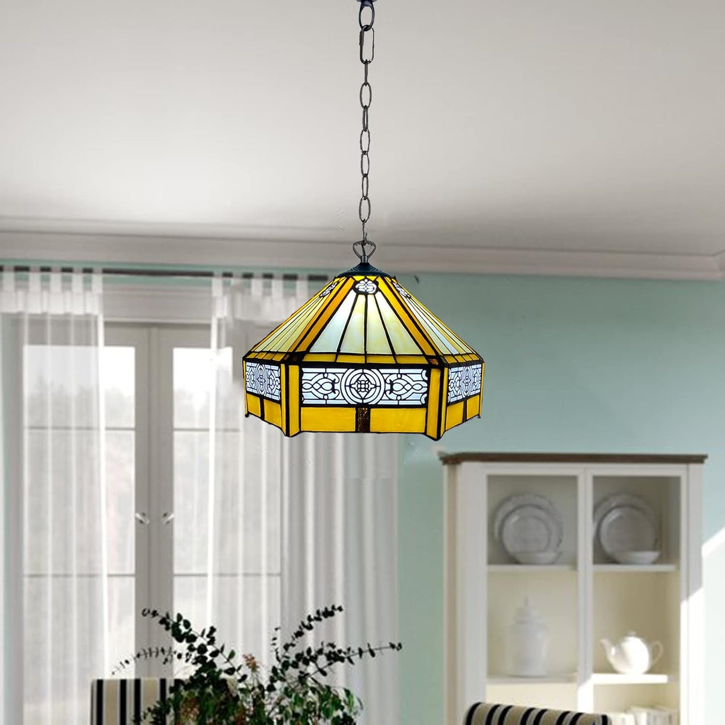 Tiffany Pendant Lamps Handcrafted Stained Glass Lamp Shades Stunning Quality Antique Design Pendant Light for Living Room Bedroom Lounge Hallway (P-1005)