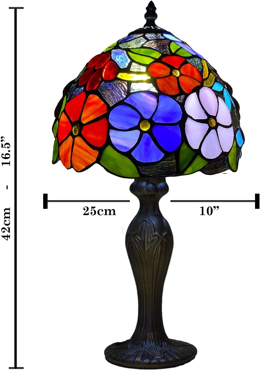 Tiffany Style Table Lamp Handcrafted Pastoral Gorgeous Flowers Lampshade Stunning Quality Antique Table Lamps for Living Room Bedside Desk Bedroom (TFTL-1009)