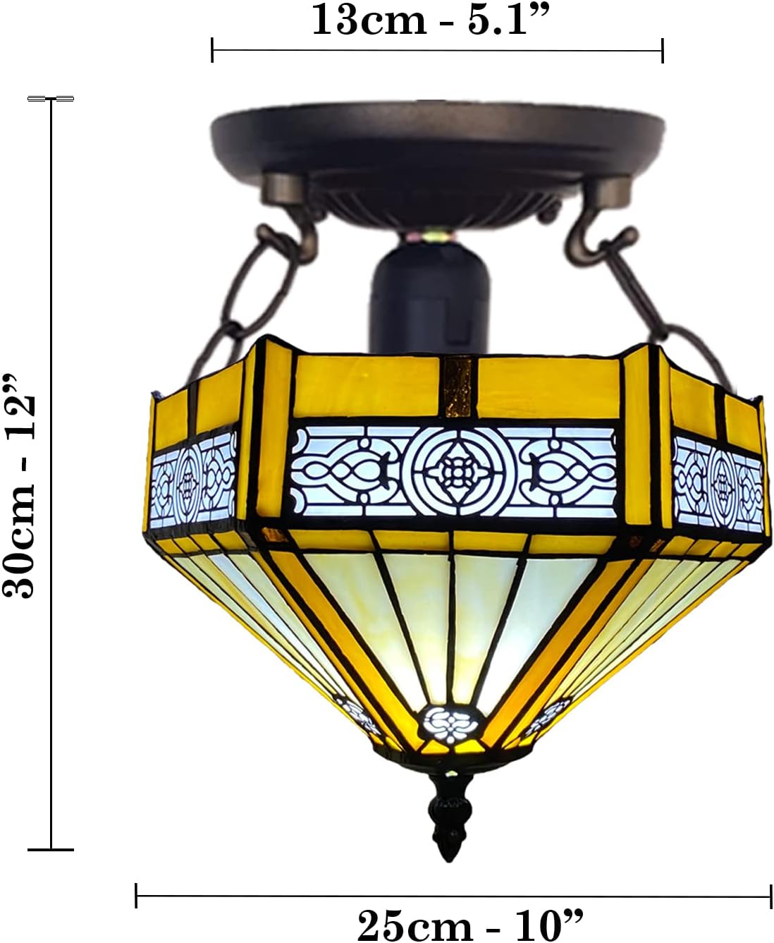 Tiffany Ceiling Lamps Handcrafted Stained Glass Lamp Shades Stunning Quality Antique Design Ceiling Light for Living Room Bedroom Lounge Hallway (C-1005)