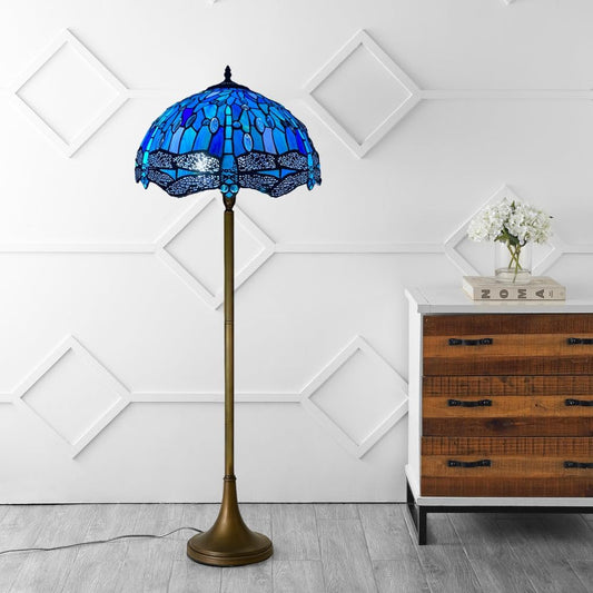 Tiffany Floor Lamps Stunning Quality Handcrafted 16 inch Stained Glass Lamp Shades Antique Design Floor Lamp for Living Room Bedroom Hallway Gallery (TFL-1607)