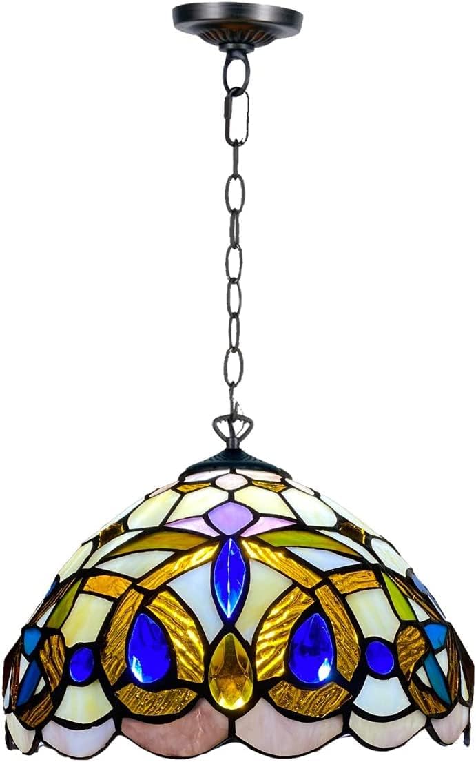 Tiffany Pendant Lamps Handcrafted Stained Glass Lamp Shades Stunning Quality Antique Design Pendant Light for Living Room Bedroom Lounge Hallway (P-1004)