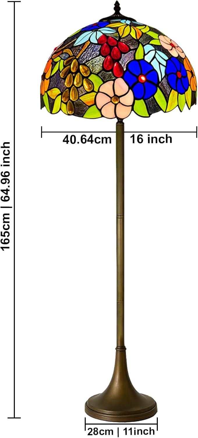 Tiffany Floor Lamps Stunning Quality Handcrafted 16 inch Stained Glass Lamp Shades Antique Design Floor Lamp for Living Room Bedroom Hallway Gallery (TFL-1609)