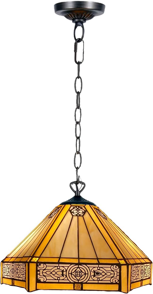Tiffany Pendant Lamps Handcrafted Stained Glass 16 inch Lamp Shades Stunning Quality Antique Design Pendant Lamps for Living Room Bedroom Lounge Hallway (P-1605)
