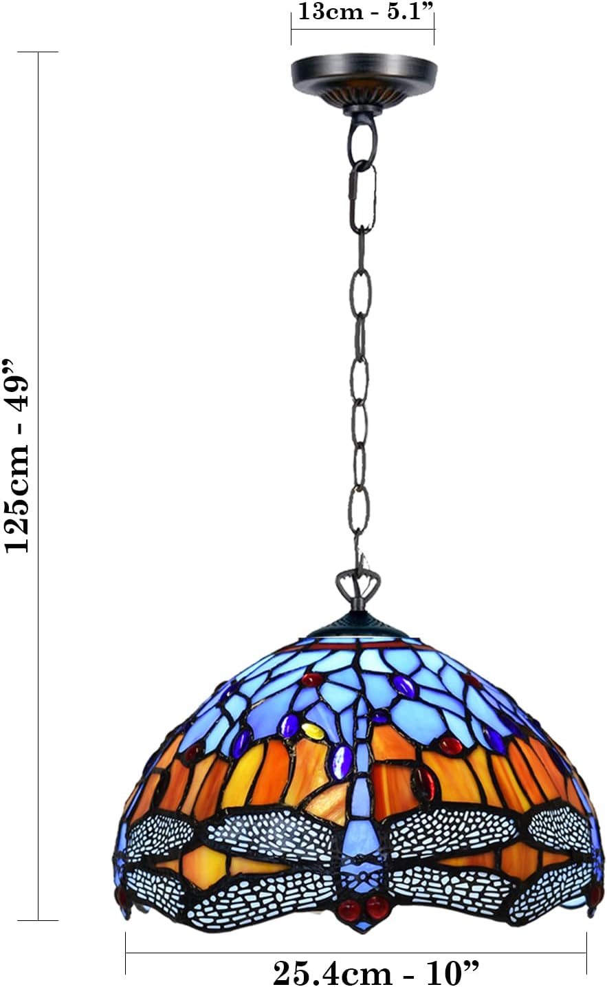Tiffany Pendant Lamps Handcrafted Stained Glass Lamp Shades Stunning Quality Antique Design Pendant Light for Living Room Bedroom Lounge Hallway (P-1002)