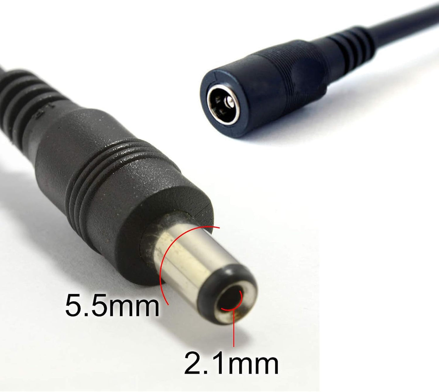 Auroh 5 Meter CCTV 2.1 x 5.5mm DC 12V Power Extension Cable Black Male to Female, Power Supply Adapter Extender Cord for CCTV Security Cameras, DVRs, LED Strips, Routers