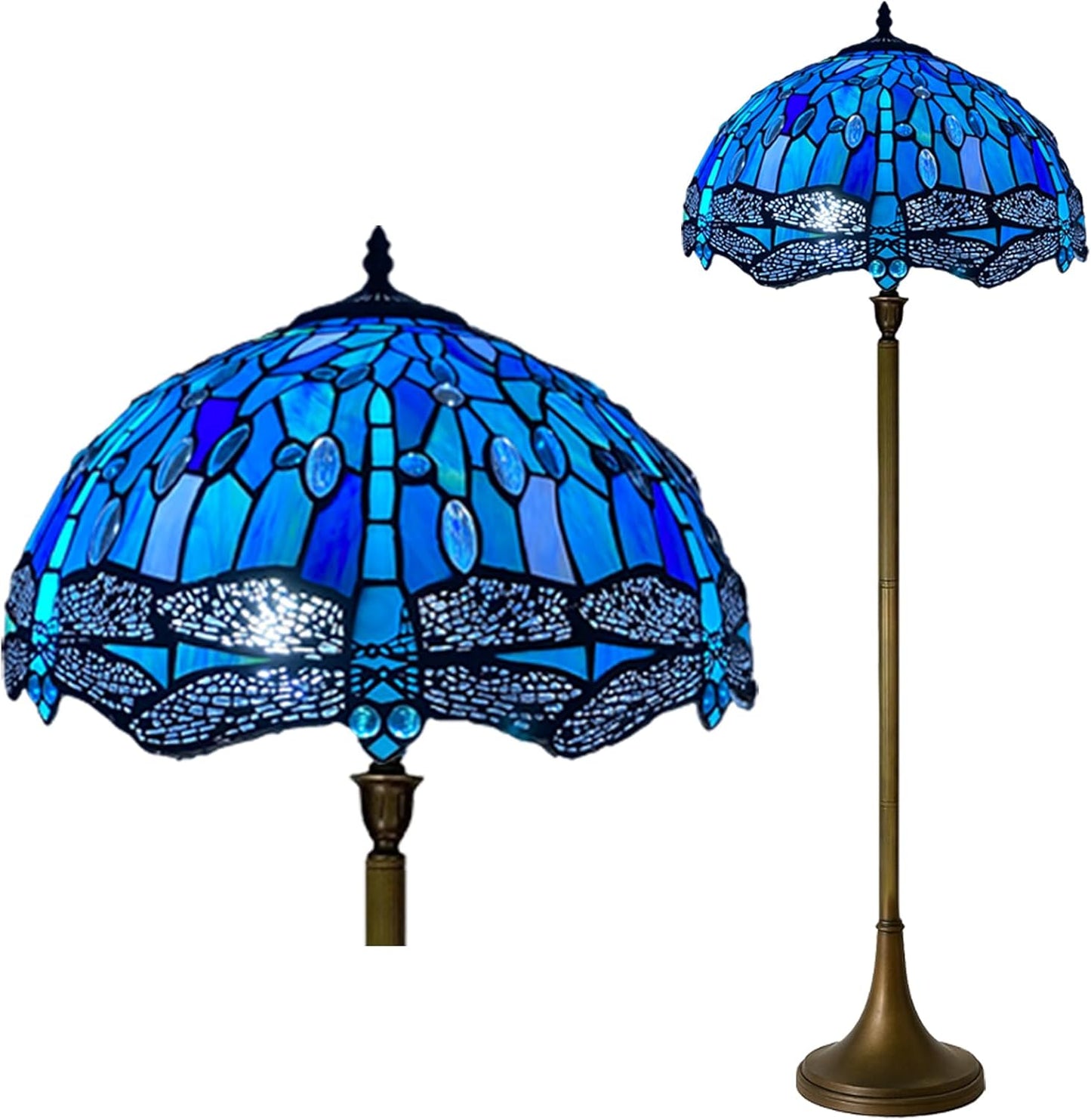 Tiffany Floor Lamps Stunning Quality Handcrafted 16 inch Stained Glass Lamp Shades Antique Design Floor Lamp for Living Room Bedroom Hallway Gallery (TFL-1607)