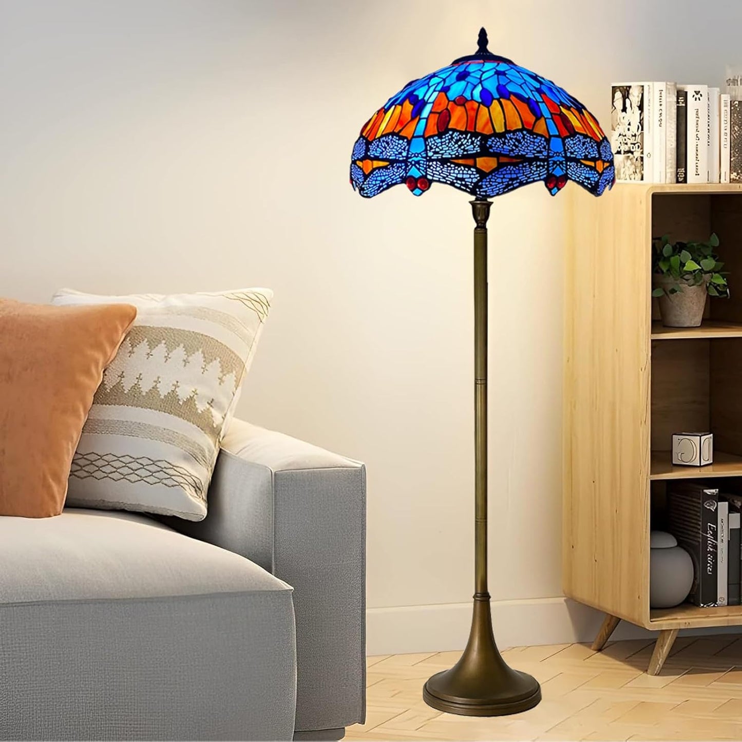 Tiffany Floor Lamps Stunning Quality Handcrafted 16 inch Stained Glass Lamp Shades Antique Design Floor Lamp for Living Room Bedroom Hallway Gallery (TFL-1602)