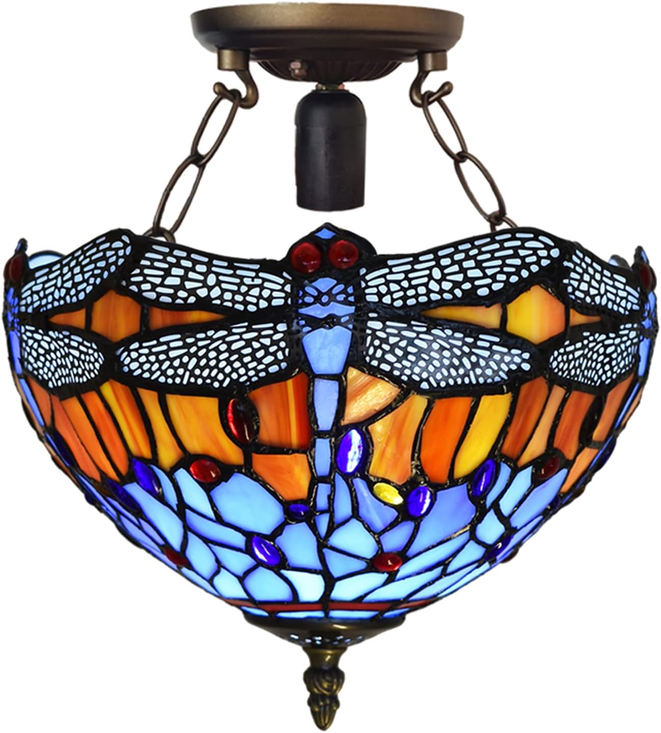 Tiffany Ceiling Lamps Handcrafted Stained Glass Lamp Shades Stunning Quality Antique Design Ceiling Light for Living Room Bedroom Lounge Hallway (C-1002)