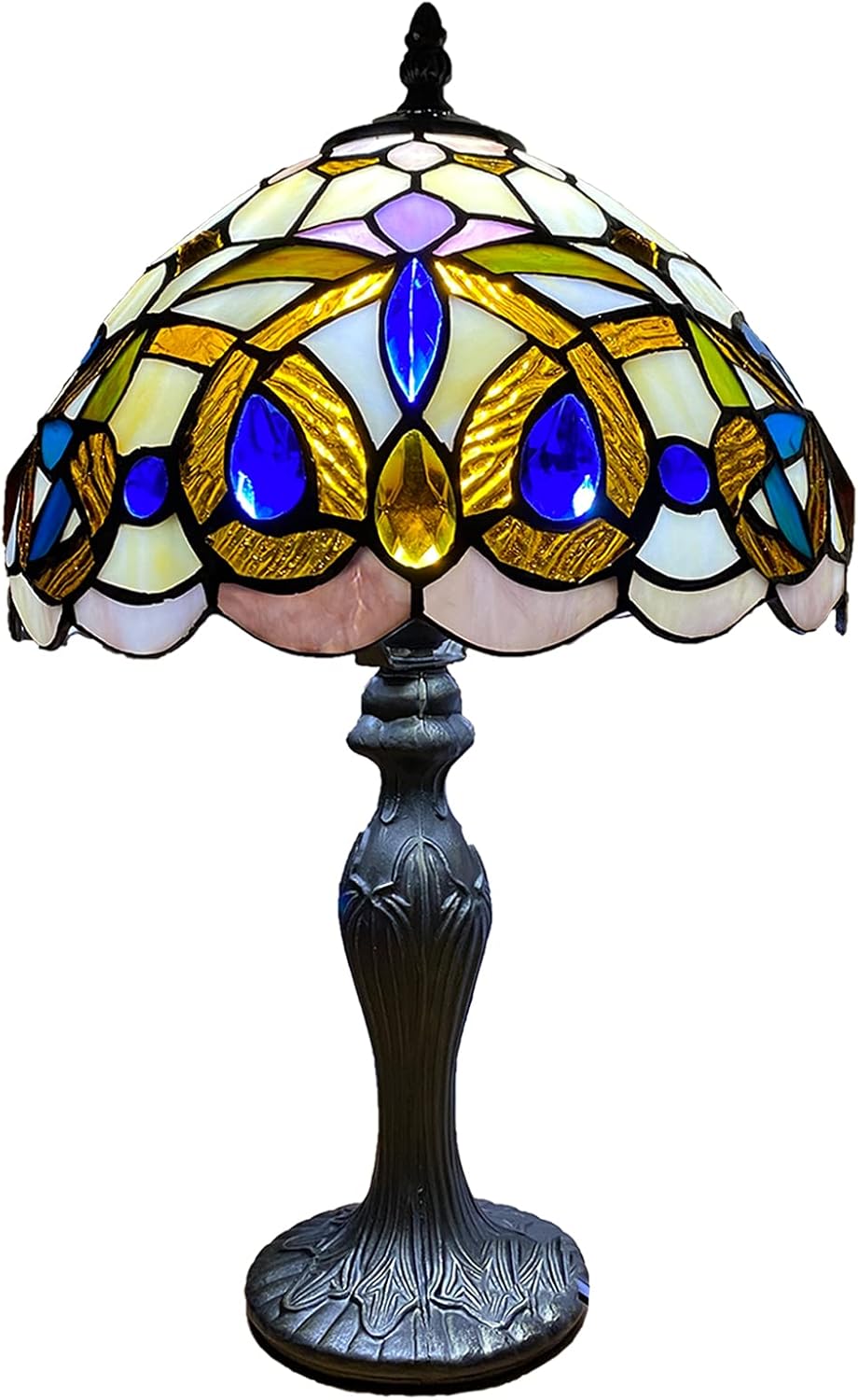 Tiffany Style Table Lamp Stained Glass Handcrafted Lampshade Antique Design Base Table Lamps for Living Room Bedside Desk Bedroom Coffee (TFTL-1004)