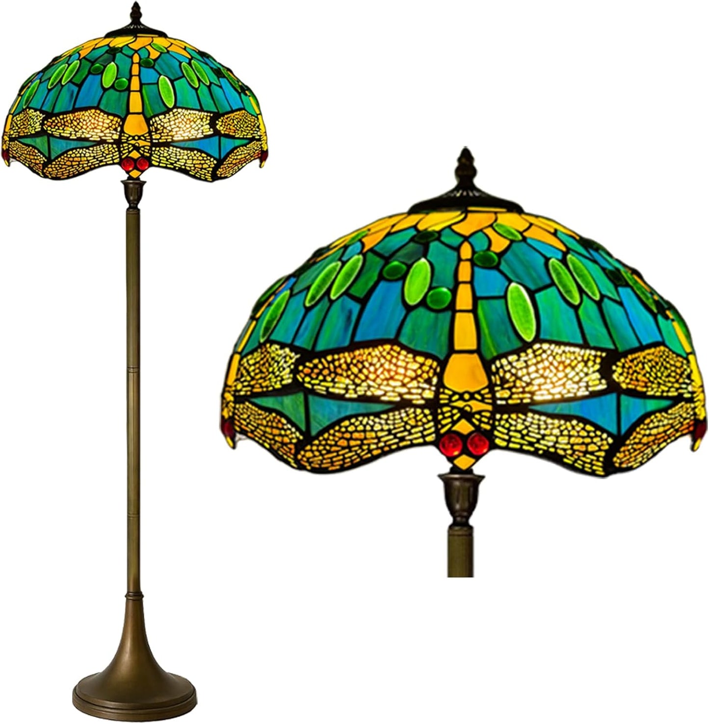 Tiffany Floor Lamps Stunning Quality Handcrafted 16 inch Stained Glass Lamp Shades Antique Design Floor Lamp for Living Room Bedroom Hallway Gallery (TFL-1615)