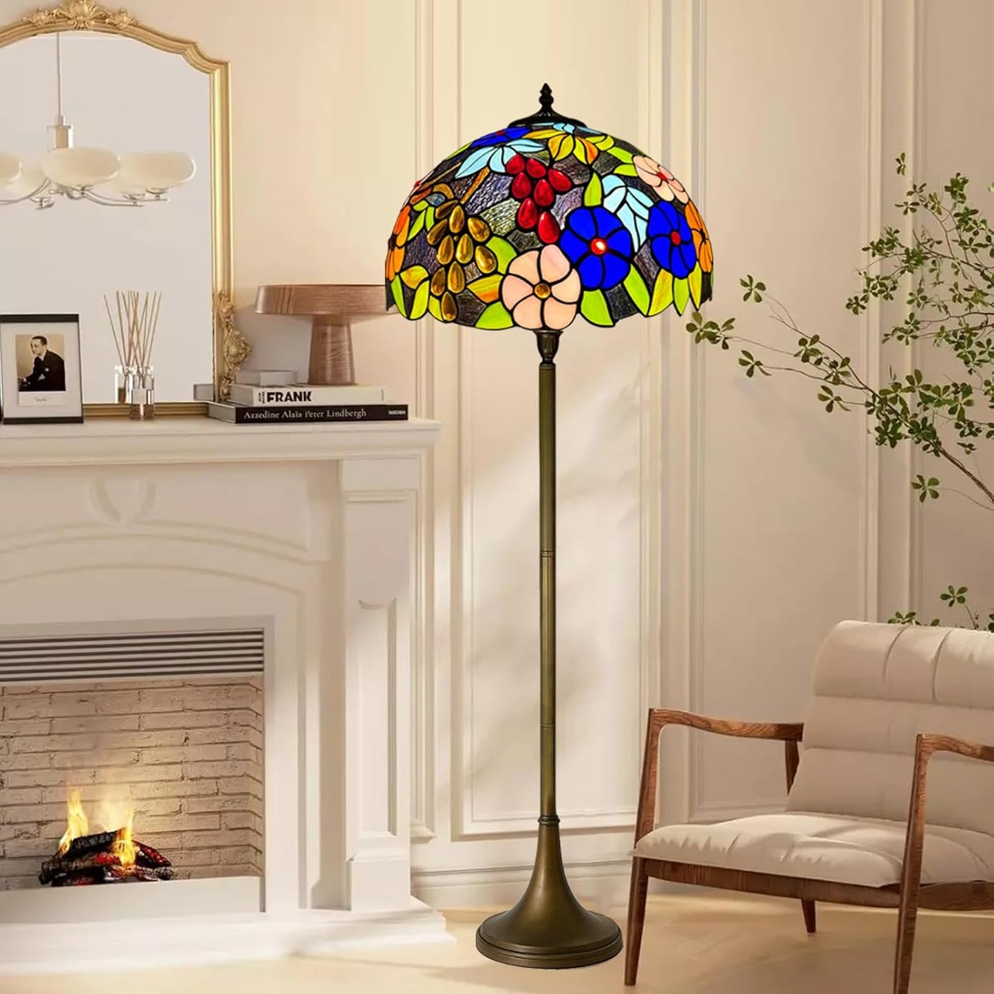 Tiffany Floor Lamps Stunning Quality Handcrafted 16 inch Stained Glass Lamp Shades Antique Design Floor Lamp for Living Room Bedroom Hallway Gallery (TFL-1609)