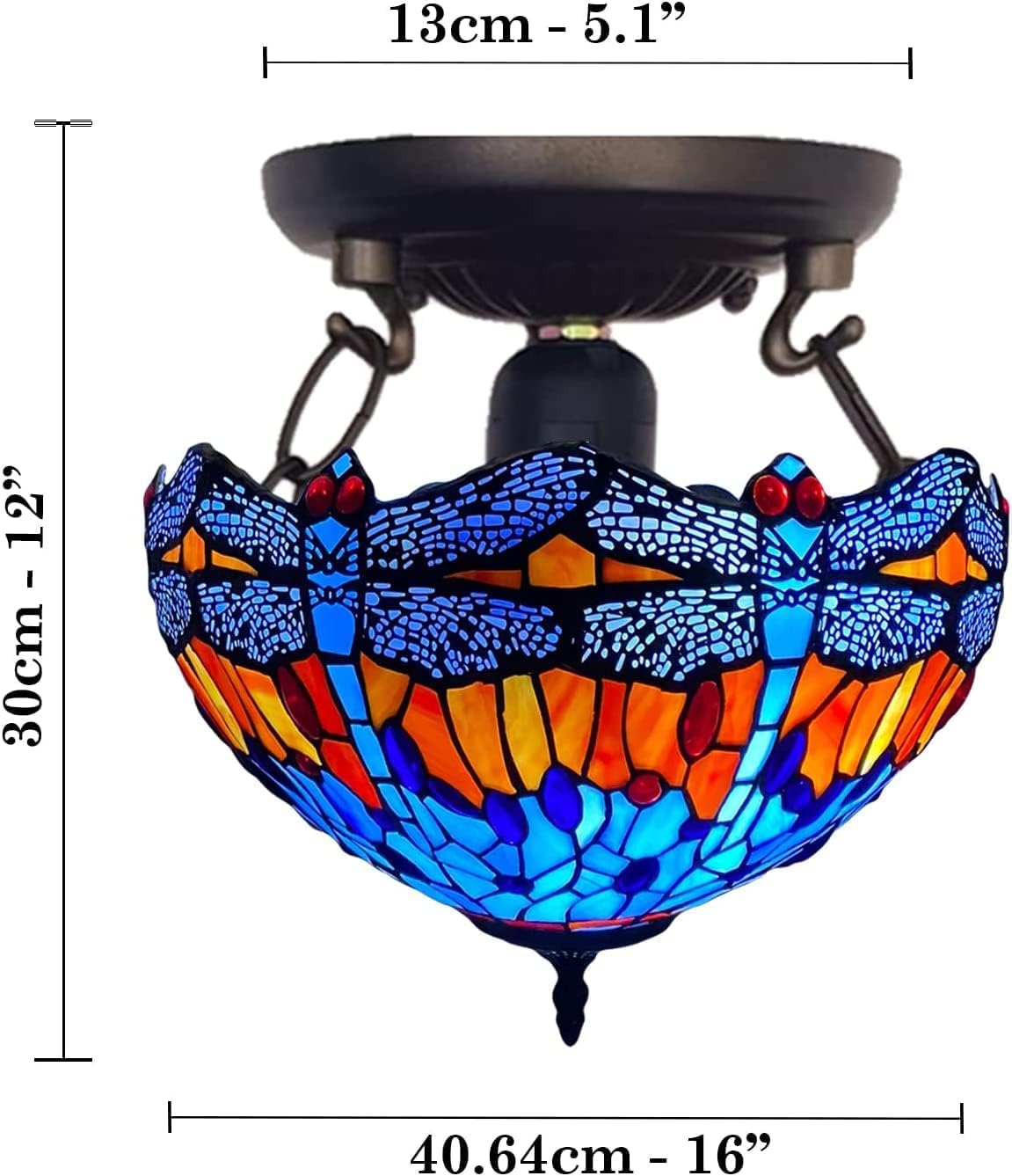 Tiffany Ceiling Lamps 16 inch Stained Glass Handcrafted Lamp Shades Antique Design Stunning Quality Ceiling Lamp for Living Room Bedroom Lounge (C-1602)
